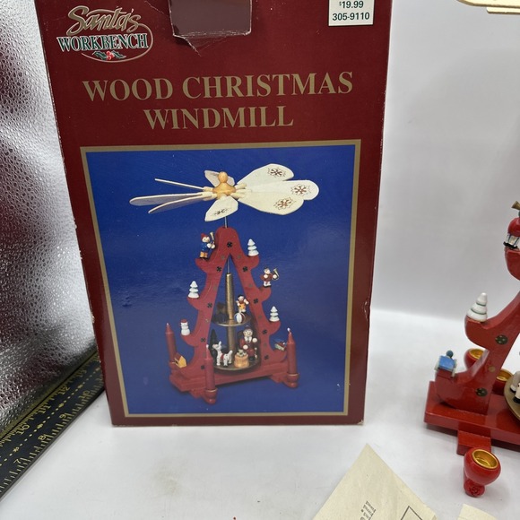 Santa's  Workbench Wood Windmill Christmas Nativity Pyramid 3 Tier Carousel - Picture 15 of 16